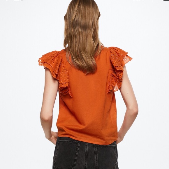 NWT Mango cute eyelet top button down cotton blouse - Picture 3 of 8